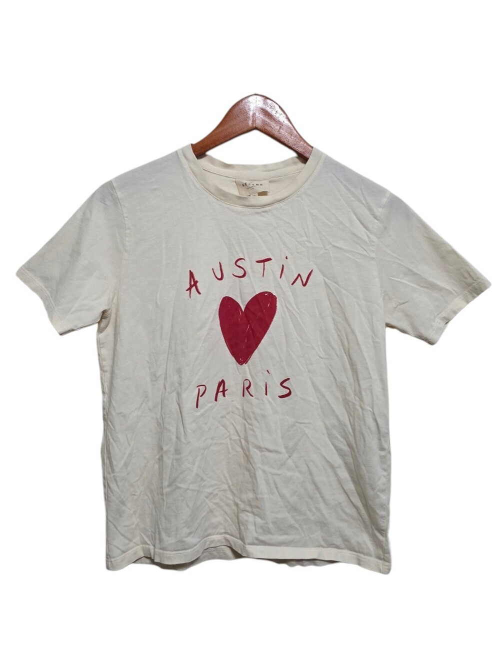 Sezane Austin Loves Paris Tee in Ecru Size XS